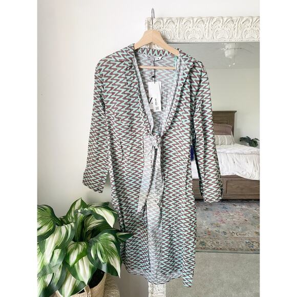 Zara Retro Printed Tie Front Tunic Coverup - Picture 2 of 12